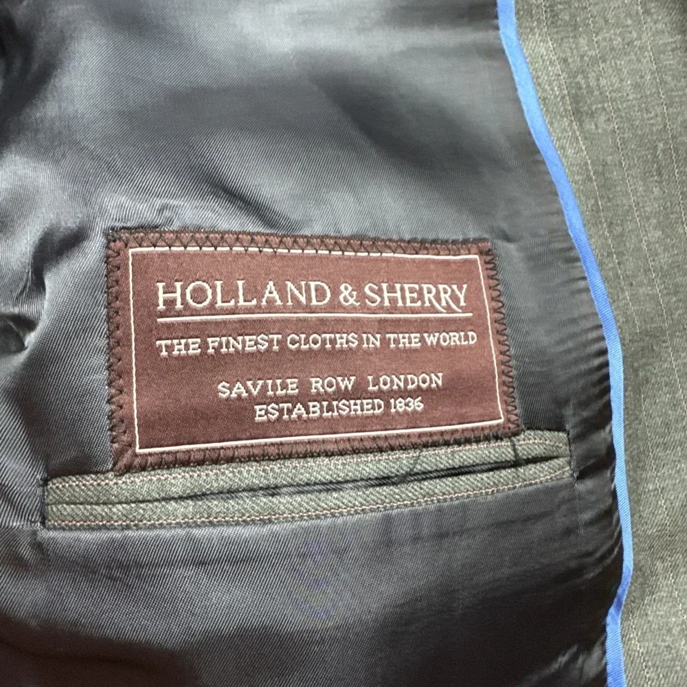Stile Bespoke Blazer Sport Coat 40R Gray Pink Stripe‎ Holland Sherry Wool Jacket